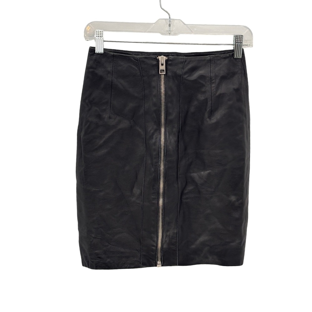 All Saints Leather Skirt Lucille Pencil Mini Black Women 4 Zip Up‎ Whimsigoth